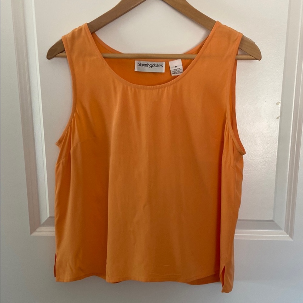 Bloomingdale's 100% Silk Orange Boxy Sleeveless Tank Top